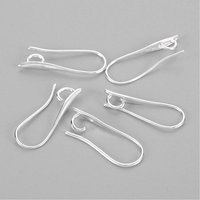 Crochets de Boucles d'Oreilles en Laiton avec Boucle Horizontale, Plaqué Argent