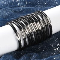 Bracelet en Cuir Tressé Mixte avec Fermoir en Acier Inoxydable — Bracelet Femme
