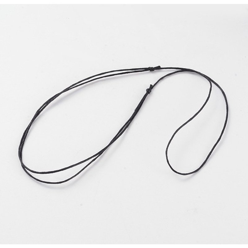 Collier en Corde de Coton Ciré Ajustable Korea, Noir, 14.5-29 pouces — Outils de création de bijoux