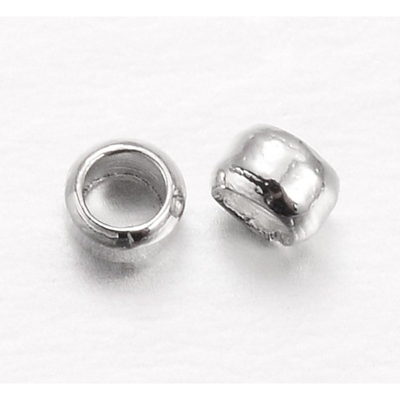 Rondelle Brass Crimp Beads, Platinum, 2x1mm, 10000pcs/100g — Jewelry Beads
