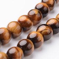 Round Natural Tiger Eye Bead Strands, Grade A, 8mm, 15 inch — Jewelry Beads