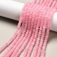 Fil de perles rondelles en jade naturel teinté de Malaisie, rose perlé, 14 pouces — Perles à bijoux