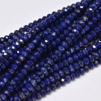 Brins de perles en lapis-lazuli naturel facetté, 15,5 pouces — Perles à bijoux