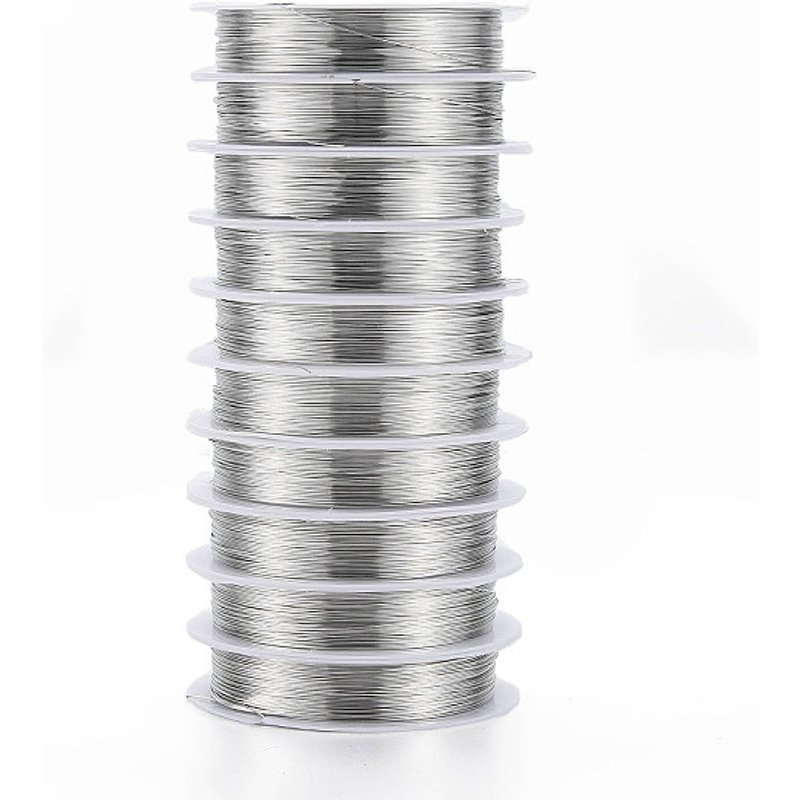 Fil de cuivre rond pour bijoux, platine, 26 AWG, 0.4mm, 39.37 pieds — Chaînes, fils et cordons
