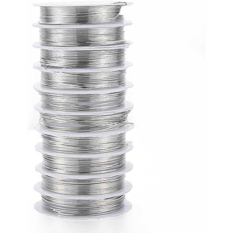 Fil de Bijoux en Cuivre Rond, Platine, 20 Gauge, 0.8mm, 10 Rouleaux — Chaînes, fils et cordons