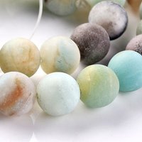 Frosted Natural Flower Amazonite Round Beads Strands, 8mm — Jewelry Beads