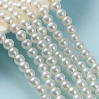 Brins de perles rondes en verre perlé peint, jaune clair — Perles à bijoux