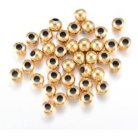 Perles rondes en acier inoxydable 304, plaquées or 18K, 5mm — Perles à bijoux