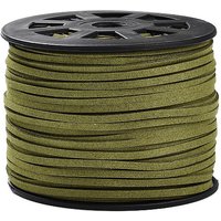 Corde en faux suède écologique, olive, 3.0x1.4mm, 98.42 verges