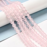 Brins de perles de jade de Malaisie teinté et naturel, rond, rose, 6mm — Perles à bijoux