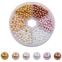 Ensemble de perles en verre, rondes, couleurs mélangées, 4mm, 650pcs/boîte — Perles à bijoux