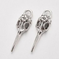 Tibetan Style Alloy Raven Skull Pendant, Antique Silver — Charms & Pendants