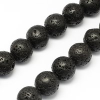 Brins de perles en lave naturelle, rondes, 12mm, trou de 1,2mm