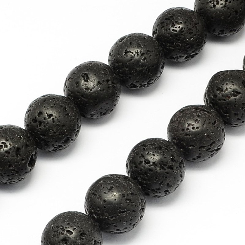 Natural Lava Rock Beads Strands, Round, 12mm, 1.2mm Hole — Jewelry Beads