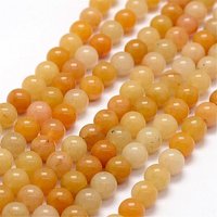 Brins de perles de jade topaze naturel ancien, ronds, 8,5 mm, 45 pcs