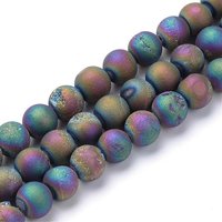 Brins de perles en agate géode druzy électroplaqué, multicolore — Perles à bijoux