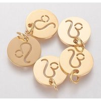 Charm en Acier Inoxydable Rond Plat - Signe du Zodiaque Lion — Breloques et pendentifs