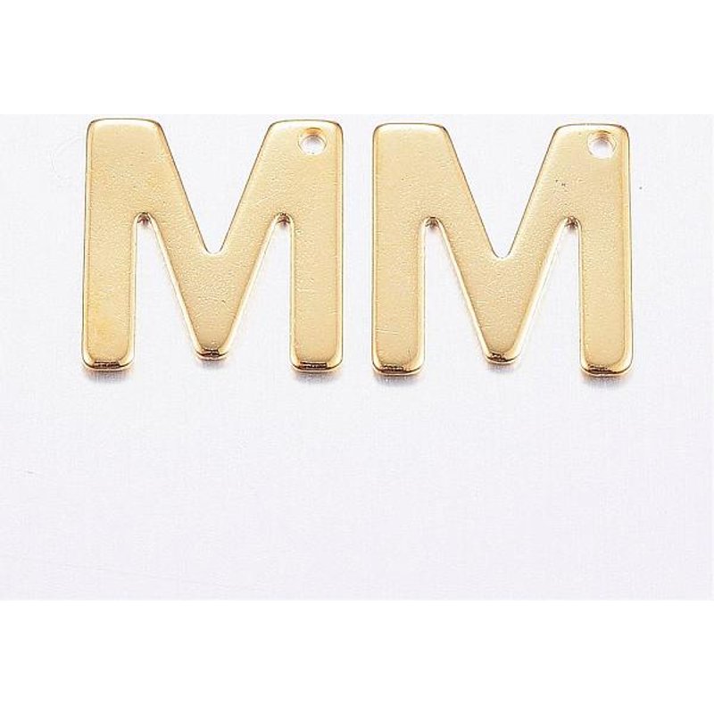 Charm en Acier Inoxydable 304, Lettre M, Plaqué Or 18k — Breloques et pendentifs