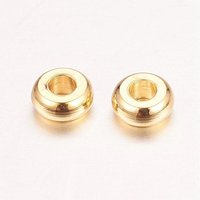 Perles Intercalaires en Laiton Plaqué Or 18K, Sans Nickel, Ronde Plate — Perles à bijoux