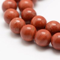 Fil de perles en jaspe rouge naturel, Grade A-, rond, 6mm, 14.9 pouces — Perles à bijoux