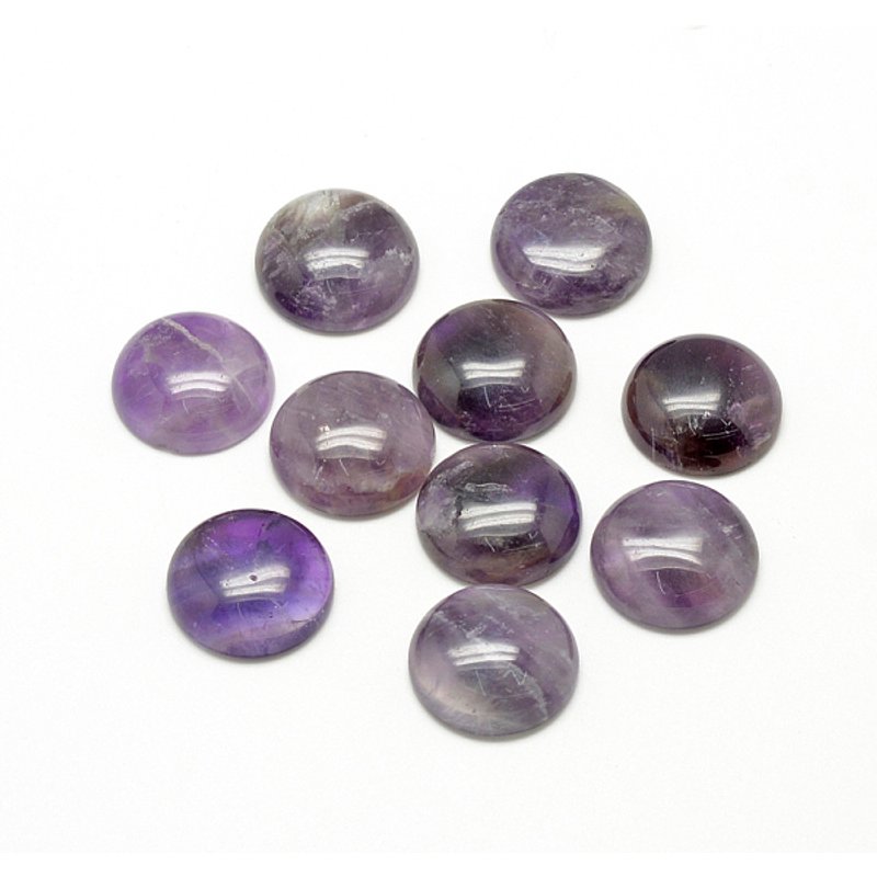 Cabochons d'Améthyste Naturels, Demi-Rond/Dôme, 8x4mm — Pierres précieuses en vrac