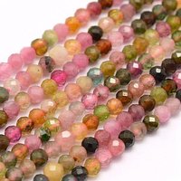 Brins de perles de tourmaline naturelle, qualité AA, facettées, rondes, 3mm — Perles à bijoux