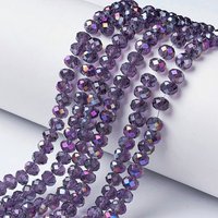 Electroplate Transparent Glass Beads Strands, Dark Violet, 4x3mm — Jewelry Beads