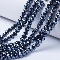 Brins de perles en verre électroplaqué, rondelles noires, 4x3mm, 110-115pcs — Perles à bijoux