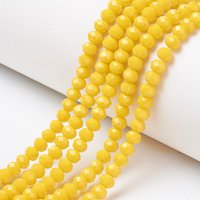 Fil de perles en verre jaune opaque, facettées, rondelles, 4x3mm — Perles à bijoux