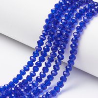 Brins de Perles en Verre Facettées, Rondelle, Bleues, 6x5mm, 80-85pcs — Perles à bijoux