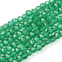 Brins de perles en verre facettées, rondelles, vert mer, 8x6mm — Perles à bijoux