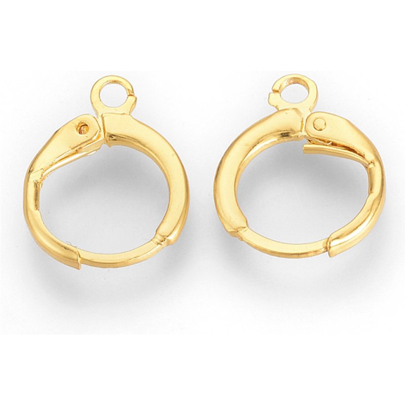 Brass Huggie Hoop Earring Findings with Loop, Cadmium Free — Jewelry Findings