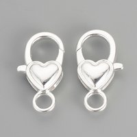 Attaches de homard en alliage, en forme de cœur, plaqué argent — Accessoires pour bijoux
