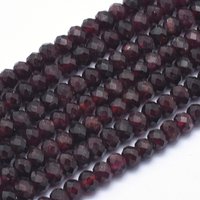 Brins de perles de grenat naturel, rondelle, facetté, 4x3mm, 102pcs — Perles à bijoux