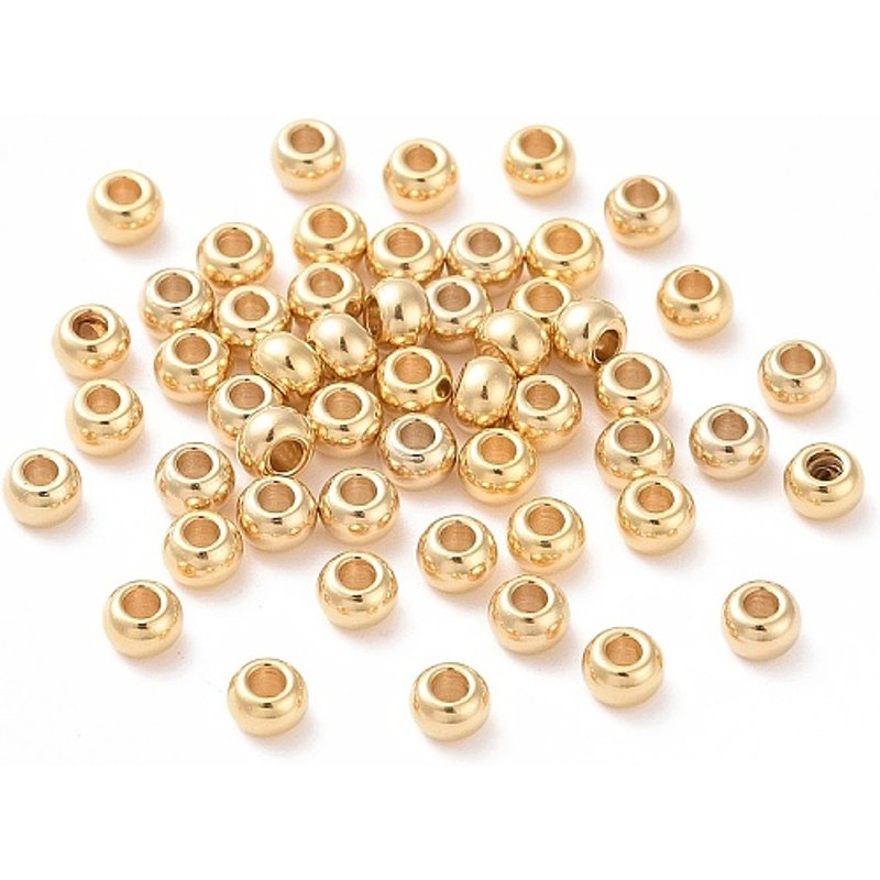 Perles rondes en acier inoxydable 304, plaquées or 18K, 8x6.5mm — Perles à bijoux