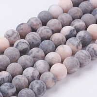 Brins de perles en jaspe zèbre rose naturel, givrés, ronds, 6mm — Perles à bijoux