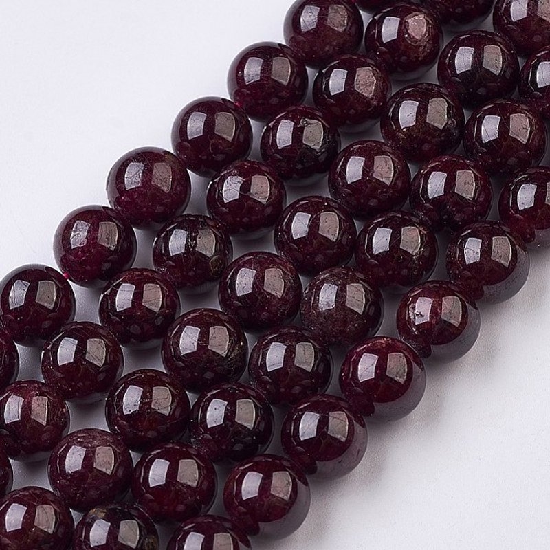 Brins de perles de grenat naturel, rond, 8mm, 49pcs/brin — Perles à bijoux
