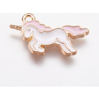 Pendentif en Émail Alliage Licorne en Or Clair et Rose