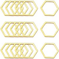 Anneau de liaison hexagonal en acier inoxydable 304, doré, 13.5x12x0.8mm