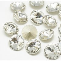 Pointed Back Glass Rhinestone Cabochons, Rivoli, Faceted, 12x6mm