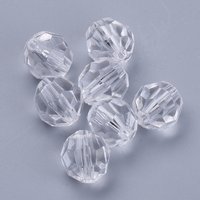 Transparent Acrylic Faceted Round Beads, Clear, 10x9.5mm