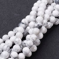 Fil de perles naturelles de Howlite, rond 8mm avec trou de 2mm — Perles à bijoux