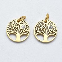316 Surgical Stainless Steel Pendant with Cubic Zirconia and Tree Design — Charms & Pendants