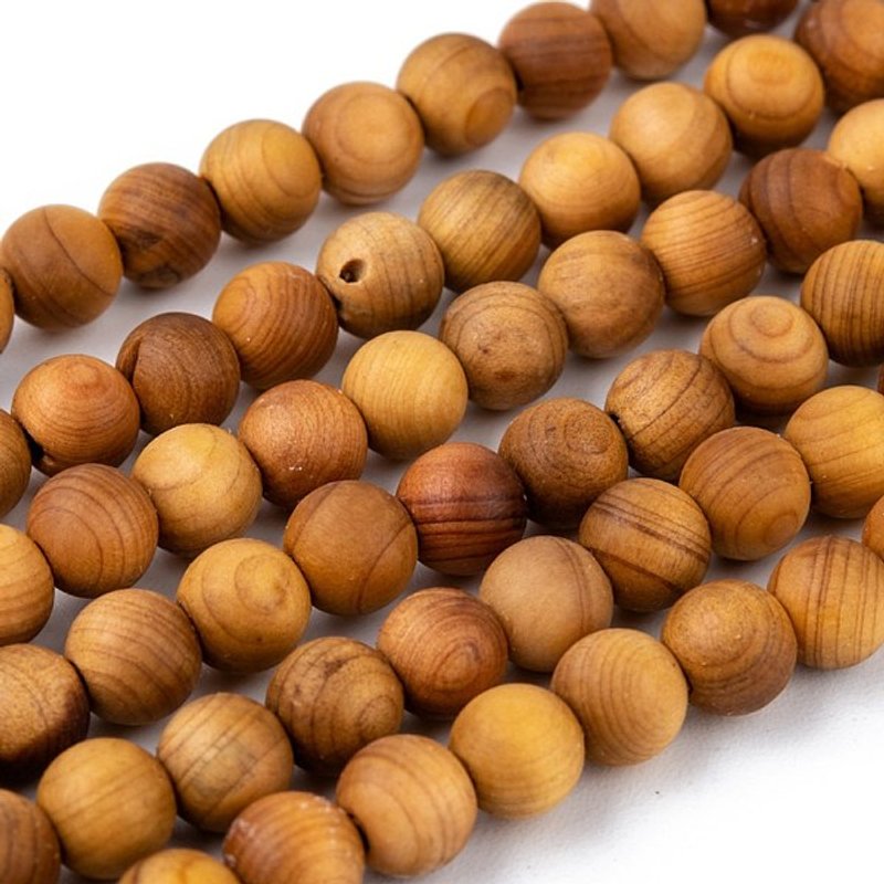Fil de perles en bois naturel, rond 6mm, trou de 1mm, 66pcs — Perles à bijoux