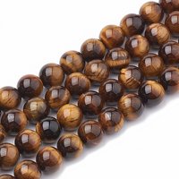 Fils de perles en œil de tigre naturel, grade AB+, rond, 8-9mm — Perles à bijoux