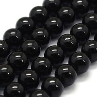 Natural Black Tourmaline Beads Strands, Grade AB+, 8-8.5mm — Jewelry Beads