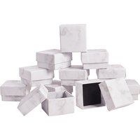Boîtes à Anneaux en Carton Papier, Carrées, Blanches — Boîte à bijoux