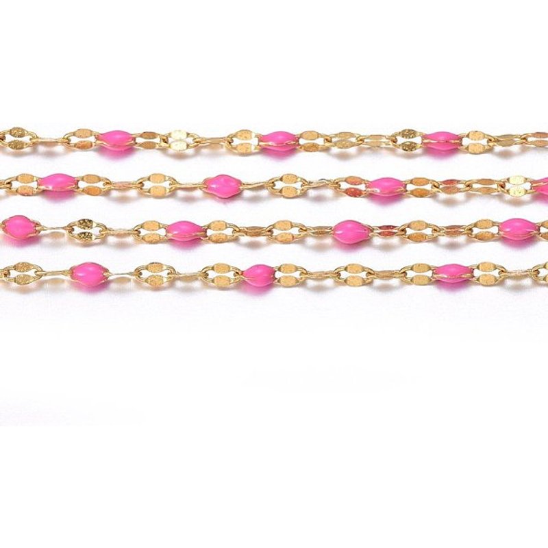 Chaînes en acier inoxydable 304 Ion Plating avec bobine - Rose vif