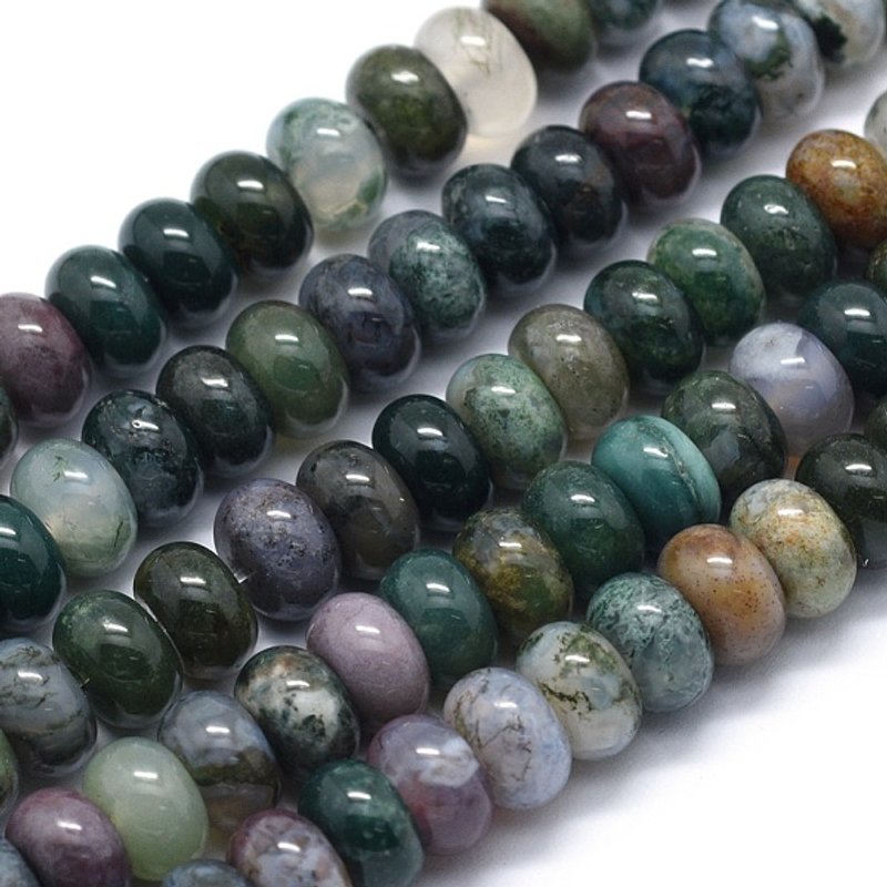 Brins de perles d'agate indienne naturelle, rondelle, 8x5mm, 74pcs — Perles à bijoux