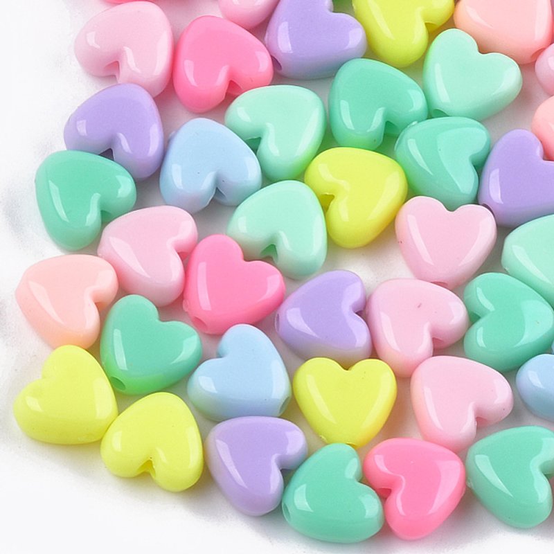Acrylic Heart Beads, Mixed Colors, 1250pcs — Jewelry Beads
